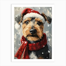 Christmas Airedale 4 Art Print