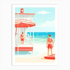 Lifeguards On The Beach Art Print