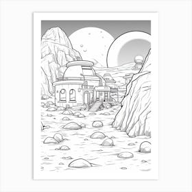 Tatooine (Star Wars) Fantasy Inspired Line Art 3 Art Print