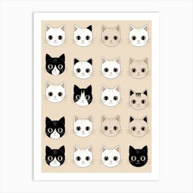 Cat Faces Art Print