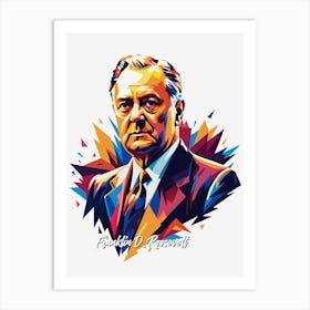 Franklin D Rosevelt Portrait WPAP Pop Art Art Print