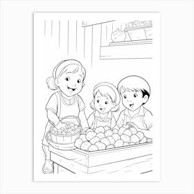Line Art Inspired By The Potato Eaters 2 Art Print