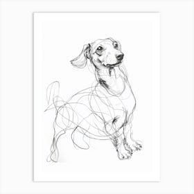 Dachshund Dog Charcoal Line 2 Art Print