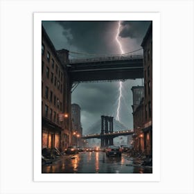 Lightning In New York City Art Print