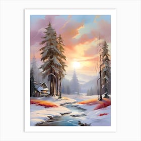 Winter Landscape Painting.2 Art Print