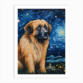 Leonberger Starry Night Dog Portrait Art Print