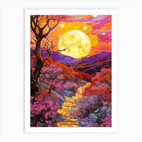 Sunset Over Cherry Blossoms Art Print