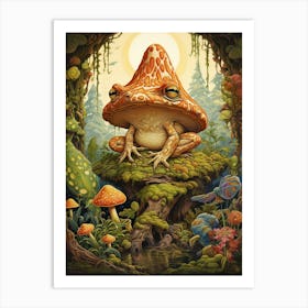 Mystical Mushroom Wood Frog 2 Art Print