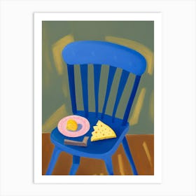 Blue Chair Croissant And Cheese Art Print