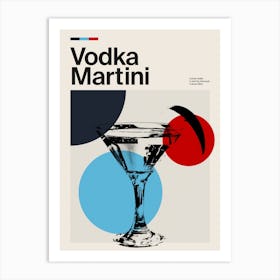 Mid Century Vodka Martini Cocktail Art Print