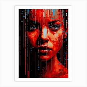 Digital Pixelation Abstract Lady 2 Art Print
