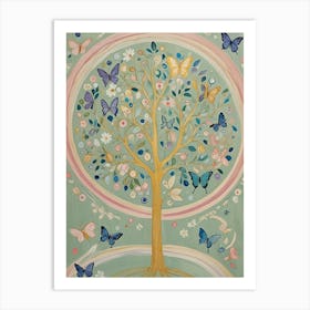 Pastel Butterfly Tree Art Print