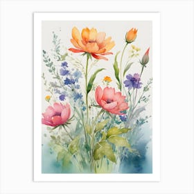 Watercolor Flowers Art Print