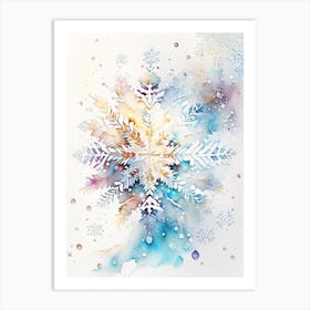 Intricate, Snowflakes, Storybook Watercolours 3 Art Print