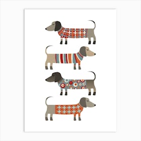 Dachshund Wiener Sausage Dogs in Knitwear Art Print