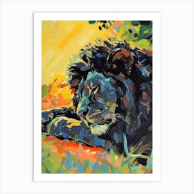 Black Lion Resting In The Sun Fauvist Painting 3 Art Print