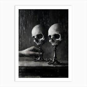 Dark Gothic Two Skulls Art Print