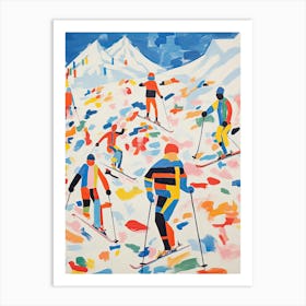 Ski Painting Colourful Illustration Art Print