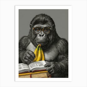 Gorilla Reading Book 1 Art Print