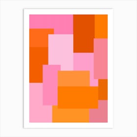 Abstract Pink And Orange Geometric Art Print