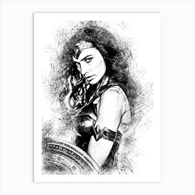 Gal Gadot Wonder Woman Sketch Art Print