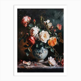 Baroque Floral Still Life Rose 7 Art Print