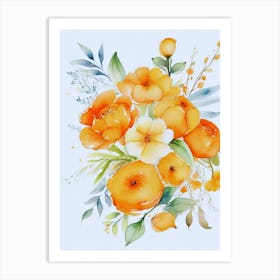 Watercolor Of Beautiful Flowers Art Print