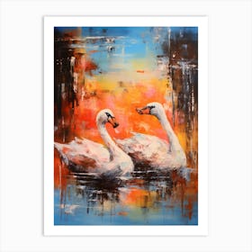 Swans Abstract Expressionism 4 Art Print