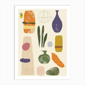 Abstract Objects Flat Illustration 14 Art Print