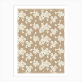 Beige Floral Wallpaper Art Print