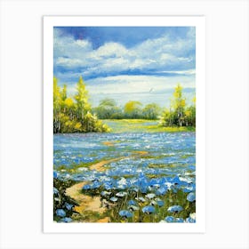 Blue Flower Field Art Print