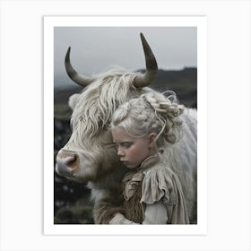 Girl With A Cow Art Print