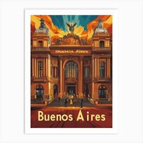 Aihrgdesign A Retro Travel Poster For Buenos Aires Featuring 1 Art Print