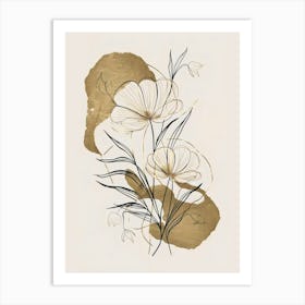 Flowers And Gold Art Print