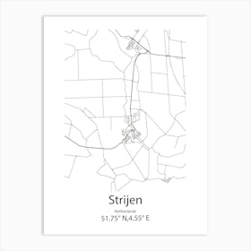 Strijen,Netherlands Minimalist Map Art Print