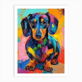 Dachshund dog colourful painting 1 Art Print