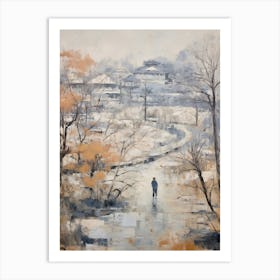 Winter City Park Painting Royal Park Kyoto 1 Art Print