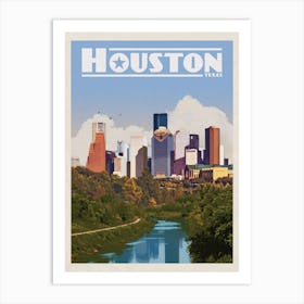 Houston Skyline Texas Travel Poster Art Print