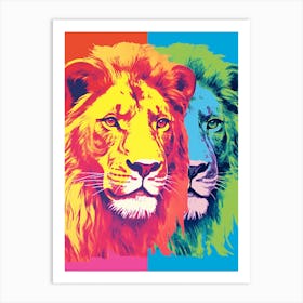 Lion Pop Art Colour Burst 3 Art Print