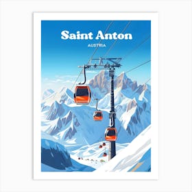 Saint Anton Austria Snow Mountain Modern Travel Art Art Print