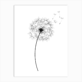 Minimalist Black and White Dandelion Art Print