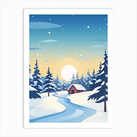 Retro Winter Illustration Lapland Finland 5 Art Print
