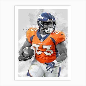 Javonte Williams Denver Broncos Art Print