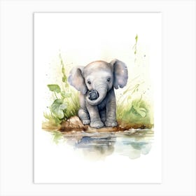 Elephant Painting Photographing Watercolour 2 Art Print