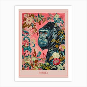 Floral Animal Painting Gorilla 3 Poster Art Print
