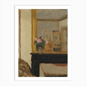 Vase Of Flowers On A Mantelpiece (Ca Art Print