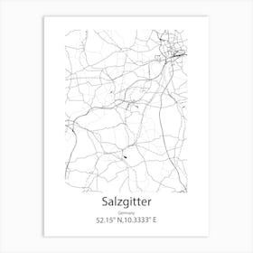 Salzgitter,Germany Minimalist Map Art Print