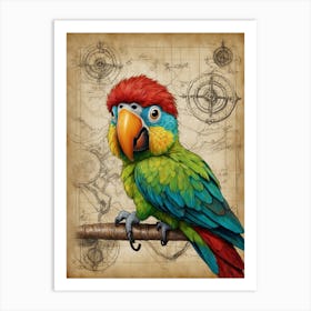 Parrot On A Branch Art Print