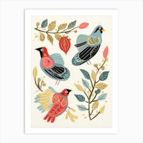 Folk Style Bird Painting Cardinal 1 Art Print