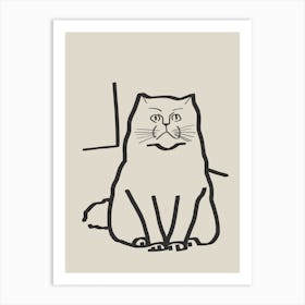 Line Art Cat Drawing 7 Art Print